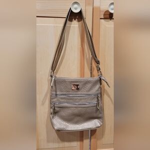 S & Co Champagne Crossbody Zip Purse